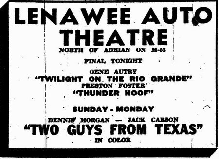 Lenawee Drive-In Theatre - OLD AD FROM MICHIGAN DRIVE-INS